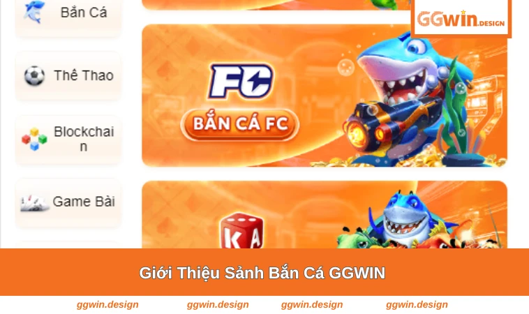 Bắn Cá GGWIN 1 Giao diện sảnh bắn cá sống động với cảnh đàn cá bơi