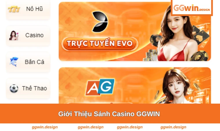 Giao diện tổng quan sảnh casino của GGWIN