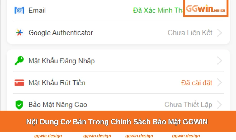 Các nội dung cơ bản có tại chính sách bảo mật của GGWIN