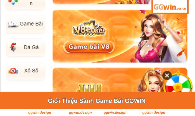 Game Bài GGWIN 1 Giao diện tổng quan sảnh game bài tại GGWIN